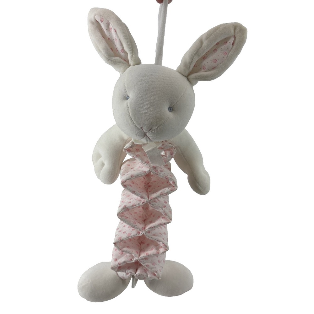 Vintage Carters Prestige Bunny Pink Plush Musical Pull Toy Brahms' Lullaby WORKS